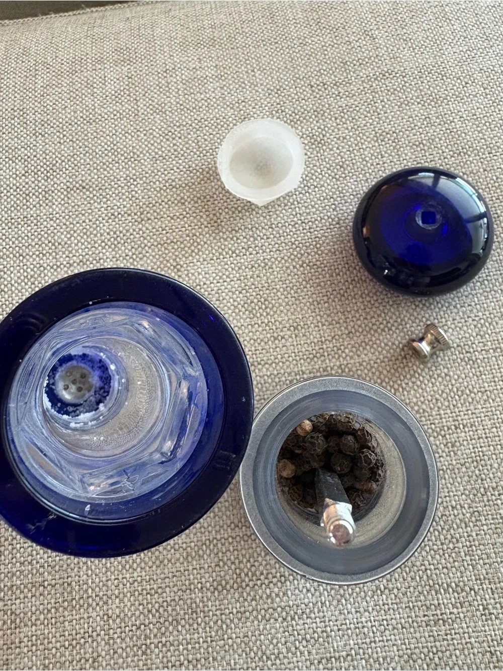 Vintage Olde Thompson Cobalt Blue Salt & Pepper Mill Set 5.5”